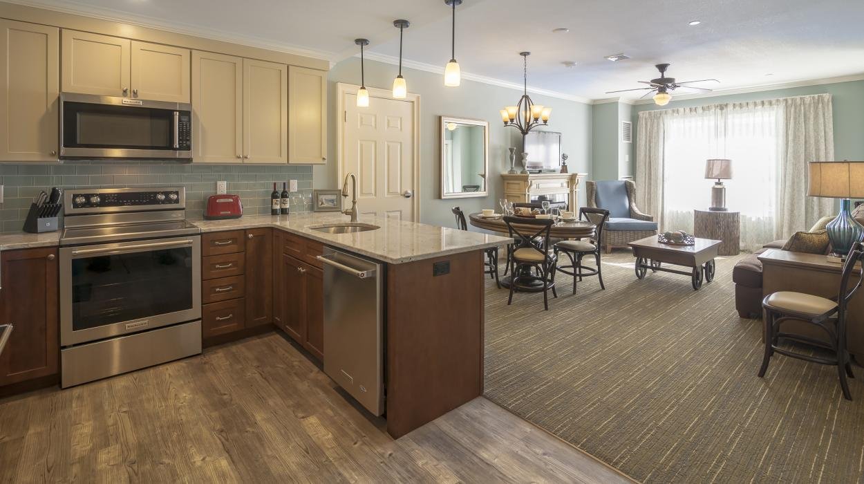One, two and three bedroom suites at Riverwalk at Loon Mountain are all appointed with luxury furnishings, full-kitchens, fireplaces, soaker tubs, balconies with views, and plenty of room to relax.